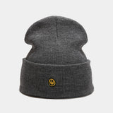 Smiley Face Cap Cute Smiling Face Embroidery Knitted Hat