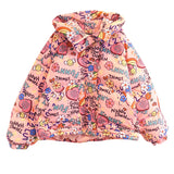 Women Winter Coats Puffer Jacket down Coat Winter Cartoon Childlike Graffiti Hooded down Jacket Coat