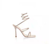 Nude Block Heel Peep Toe Stiletto Sandals