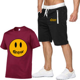Smiley Face T Shirt Drew Biber Smiley Print Men's Short-Sleeved T-shirt Suit
