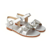 Flat Dress Sandals Summer Plus Size Buckle Strap Flower Cutout Sandals