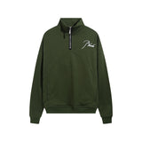 Rhude Hoodie Autumn Winter Retro Stand Collar Half Zip Embroidery Stitching Sweatshirt