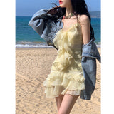 Aesthetic Dress Ruffled Dress Women's Summer Seaside Dress French Suspender Dress