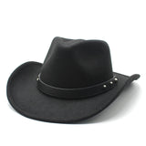 Cowboy Hats Punk Western Cowboy Hat Autumn and Winter Woolen Felt Hat Men and Women Fedora Hat