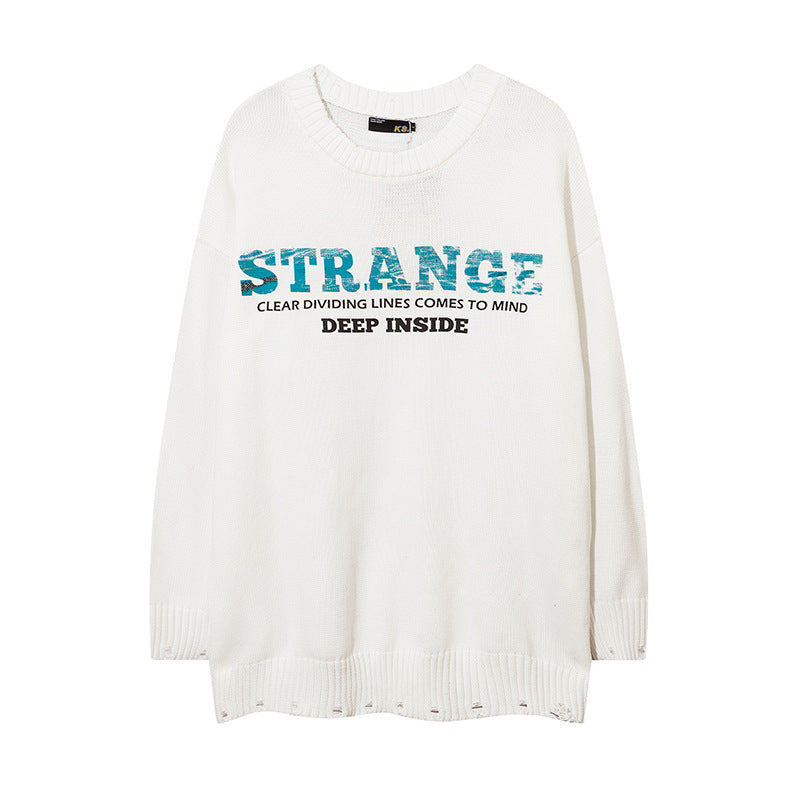 Mens Fall Outfits Hiphop Sweater Men's and Women's round Neck Oversize Sweater Vintage Bottoming Shirt