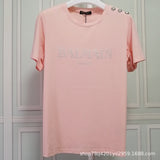 T Shirt Balmain T-shirt Short Sleeve Women's Clothing Cotton round Neck Letter Half Sleeve