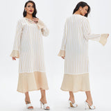 Muslim Women Stylish Kashibo Abaya Muslim Ladies Long Gown Islamic Clothing Jilbab Jalabiya Casual Loose Plus Size Embroidery Solid Color Dress
