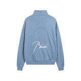 Rhude Hoodie Autumn Winter Retro Stand Collar Half Zip Embroidery Stitching Sweatshirt