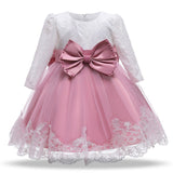 Toddler Girls Sequin Gown Dress Infant Lace Princess Dress Bow Baby Dress Year-Old Dress