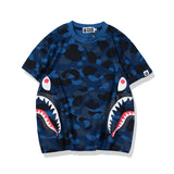 Wgm Shirt Bape Shark Head Men And Women Digital Printing Casual Sports Short Sleeve