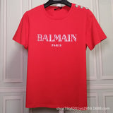 T Shirt Balmain T-shirt Short Sleeve Women's Clothing Cotton round Neck Letter Half Sleeve