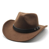 Cowboy Hats Punk Western Cowboy Hat Autumn and Winter Woolen Felt Hat Men and Women Fedora Hat