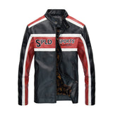 Graphic Leather Jacket Women Men's Spring and Autumn Stand Collar Motorcycle Clothing Fleece Jacket Men's Coat