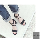 Nude Block Heel Peep Toe Sandals