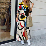Nina Parker Graffiti Dress Fashion Long Sleeve Lining Dress