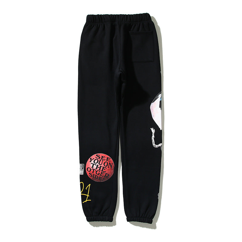 Kanye West Sunday Service Pant Vintage Graffiti Printing Sweatpants Casual Sports Fleece-Lined