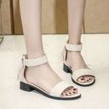 Nude Block Heel Peep Toe Low-Top Chunky Heel Suede Sandals