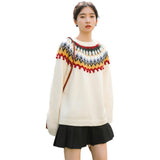 Fair Isle Sweater Cottagecore Outfits for Women Autumn Winter Retro Diamond Loose Pullover