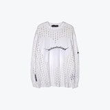 Mens Fall Outfits Retro High Street Heavy Industry Love Heart Loose Hole Long Sleeve T-shirt Couple's Tops