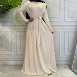 Muslim Women Stylish Kashibo Abaya Muslim Ladies Long Gown Islamic Clothing Jilbab Jalabiya Fashion Solid Color Dress