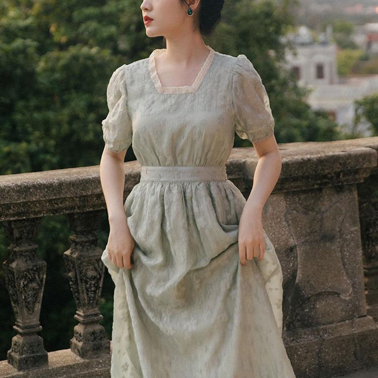 Women Cottagecore Dress Summer Dress Puff Sleeve