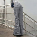 Julia Fox Low Rise Trousers Gray Overalls Loose Straight Jeans