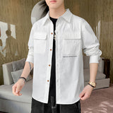White Work Shirts Autumn Shirt Men's Loose Long Sleeve Top Spring and Autumn White Shirt