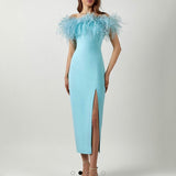 Olivia Wilde Dress Evening Gown Feather Dress Banquet Temperament