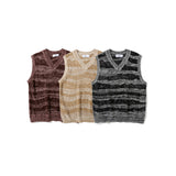 Men Sweater Vest Zebra Pattern Color Matching Sleeveless Sweater Vest Men's Loose V-neck Sweater Waistcoat Vest