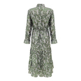 Emery Rose Dresses Printed Long Sleeve Waist-Controlled Large Hem Dress