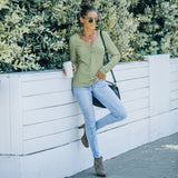 Women Fall Fall/Winter BM Style Solid Color Slimming Long-Sleeved T-shirt Women's Top