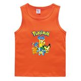 Children Pokemon Pikachu T Shirt Casual Sports Sweat-Absorbent Vest