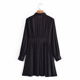 Women Fall Fall Jacquard Slim-Fit Waist Dress Single-Breasted Pleated Skirt