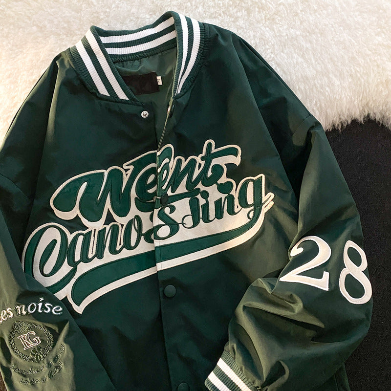 Varsity Jacket Vintage Spring and Autumn Letter Embroidered Jacket Men's Retro Street Hip Hop Loose Baseball Uniform Jacket