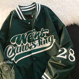 Varsity Jacket Vintage Spring and Autumn Letter Embroidered Jacket Men's Retro Street Hip Hop Loose Baseball Uniform Jacket