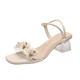 Nude Block Heel Peep Toe Sandals