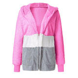 Women Winter Coats Women's Jacket Long-Sleeved Hooded Contrast Color Loose Women's Wear Coat