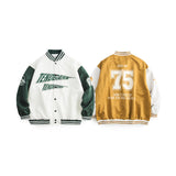 College Jacket Autumn Clothing Contrast Color Letter Printed Baseball Uniform Top Couple Casual Coat