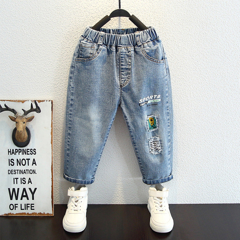 Toddler Boys Pants Children's Clothing Boys Autumn Clothing Ripped Denim
