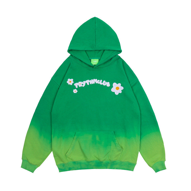 Mens Fall Outfits Hooded Sweater Men's Gradient Loose Street Couple Wear Hip Hop Oversize Top