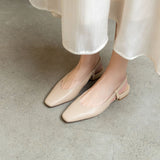 Flat Dress Sandals Spring/Summer Comfortable Low Heel Square Toe Solid Color Sandals