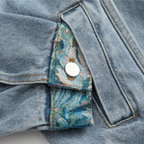Men Denim Coat Jean Jackets Oil Painting Patchwork Denim Jacket Men Loose Lapels Jacket Denim Coat