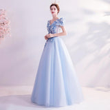 Women'S Evening Dress Ball Gown Princess Quinceanera Wedding Dresses Sexy Blue Evening Dress Banquet Host Formal Dress