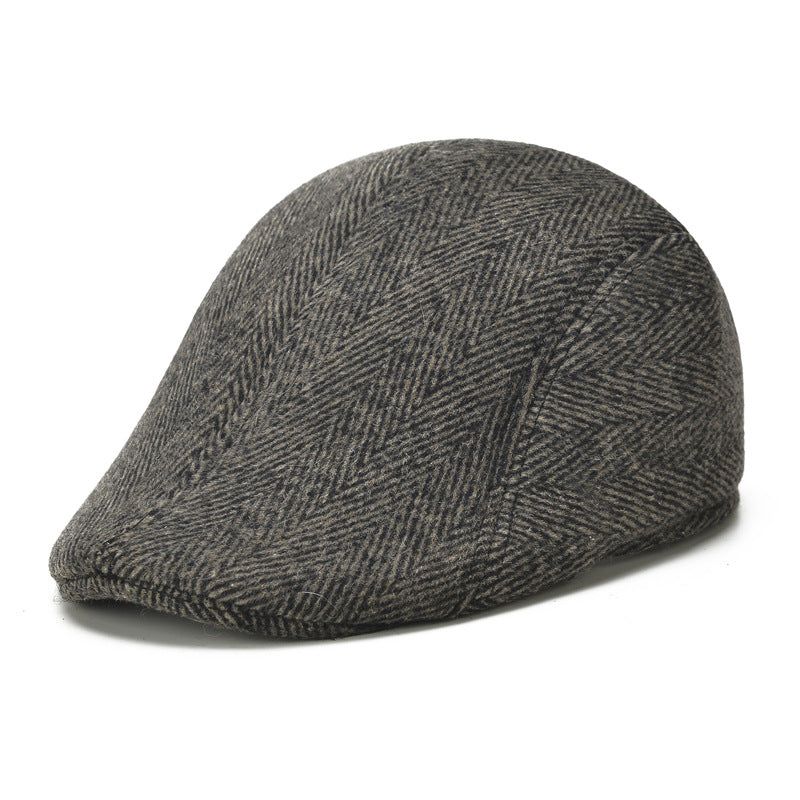 Check Beret Hat Autumn and Winter Check Middle-Aged and Elderly Men and Women Hats for the Elderly