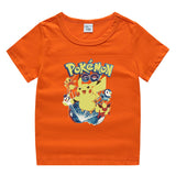 Children Pokemon Pikachu T Shirt Summer Clothing Short Sleeve T-shirt Cotton Leisure Sports