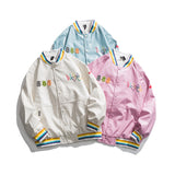 Baby Blue Varsity Jacket Color Letter Printed Baseball Jacket for Men