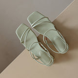 Nude Block Heel Peep Toe Flat Sandals