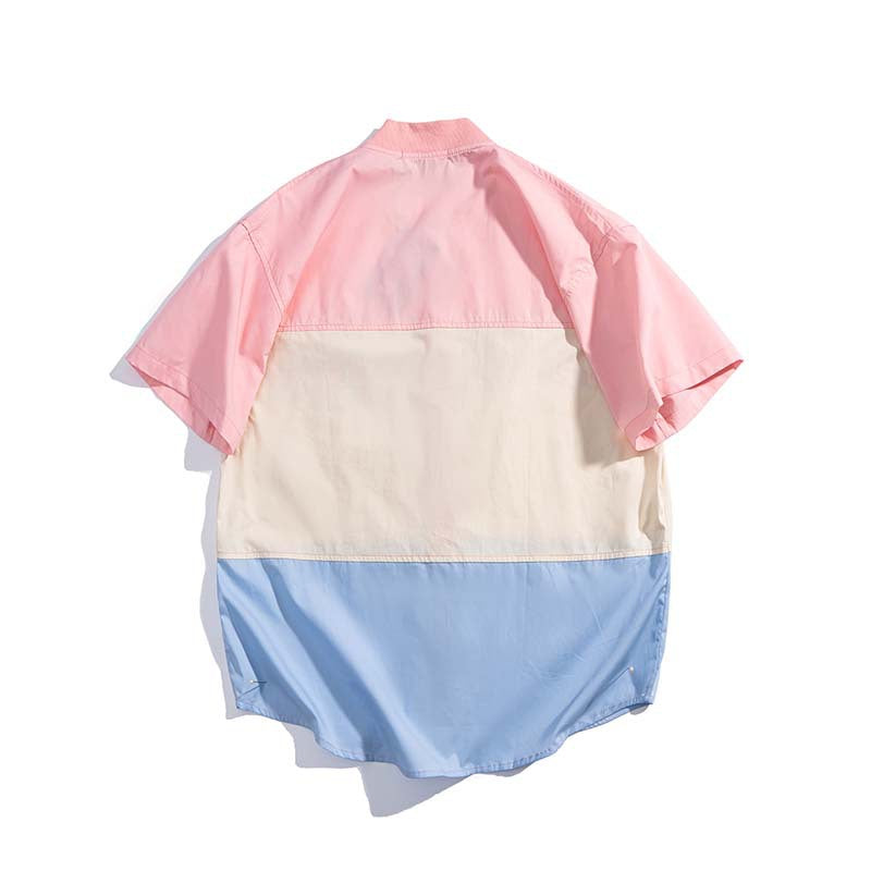 Baggy Baseball Jersey Summer Letter Multicolor Printing Cotton Short Sleeve Casual Shirt