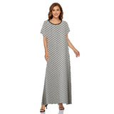 Muslim Women Stylish Kashibo Abaya Muslim Ladies Long Gown Islamic Clothing Jilbab Jalabiya Short Sleeve Round Neck Printed Summer Fashion Long Skirt