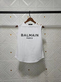 T Shirt Balmain Spring/Summer Letter Cotton round Neck Sleeveless Vest T-shirt for Women